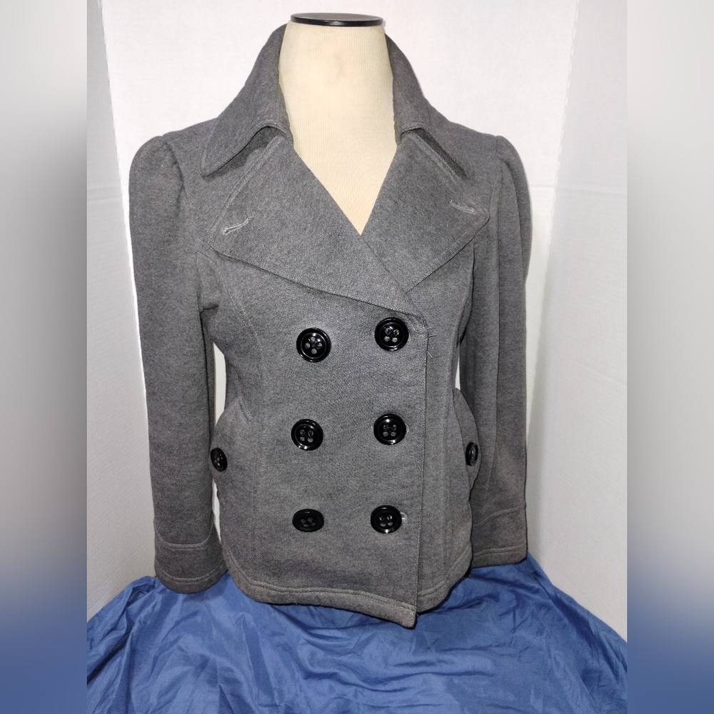 Sebby Stylish Gray Blazer With Black Buttons